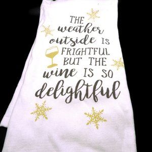 Casaba Christmas WinterTheme Dish Towel/ Wine Theme/Party